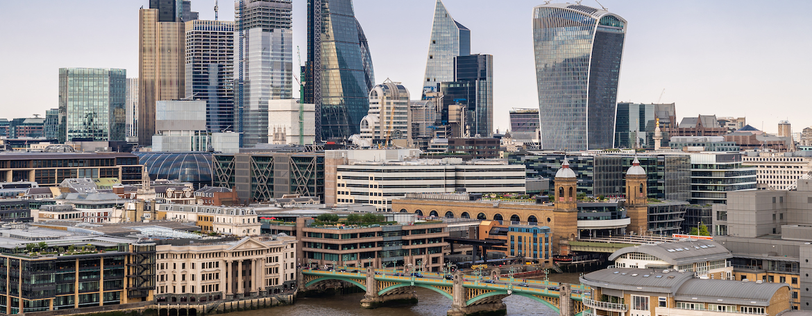 London downtown with river thames